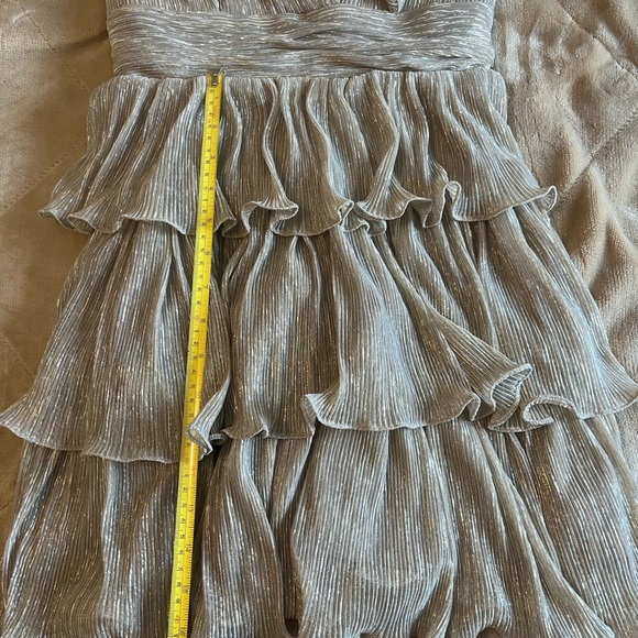 Mable Gold Sparkle Tie Strap Tiered Mini Dress - Picture 5 of 6